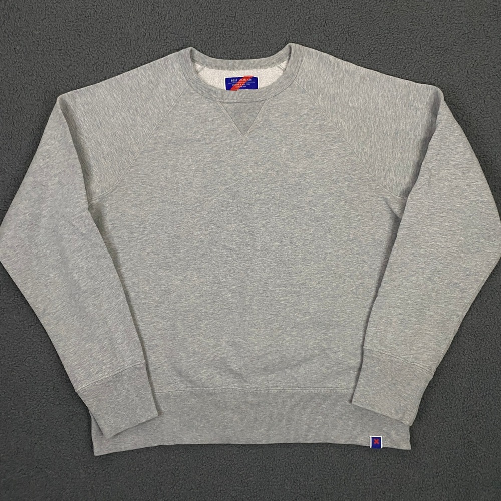 Best Made Co Sweatshirt Mens Large Gray Raglan Crewneck V-Stitch Heritage Casual